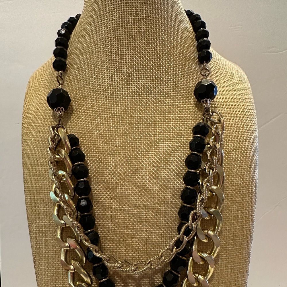 Chunky Statement Necklace- Multistrand Thrice Gol… - image 4